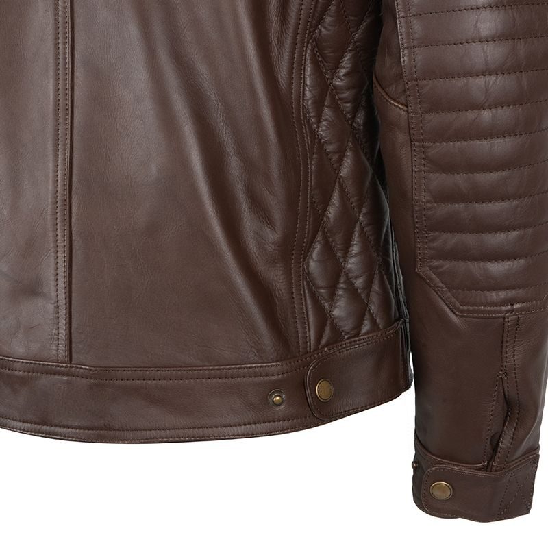 Men's Brown leather biker jacket with armor