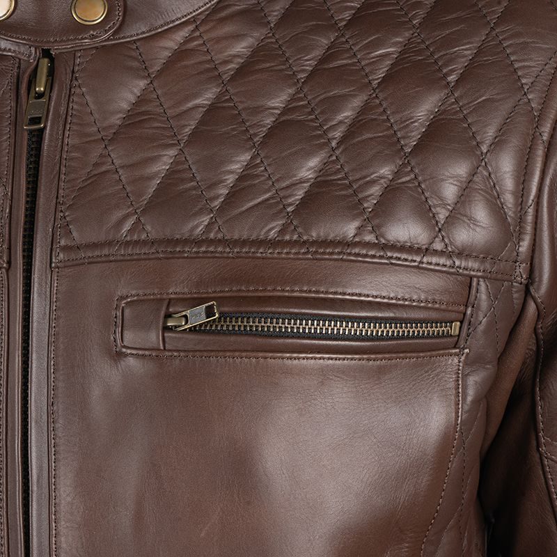 Men's Brown leather biker jacket with armor