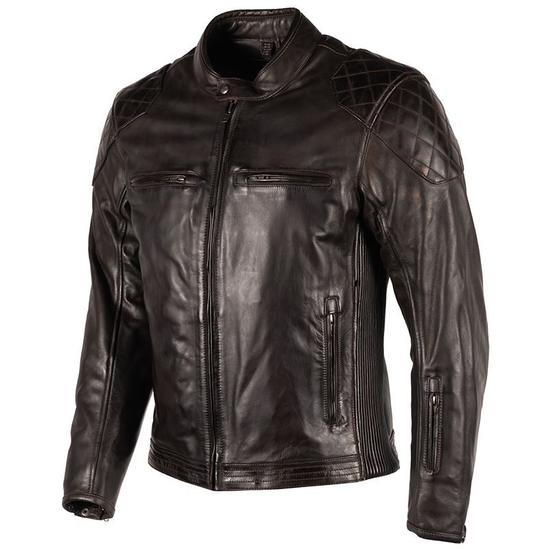 Men's Brown Cropped Leather Motorcycle Jacket - Maher Leathers