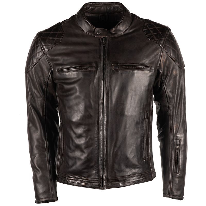 Men's Brown Cropped Leather Motorcycle Jacket - Maher Leathers