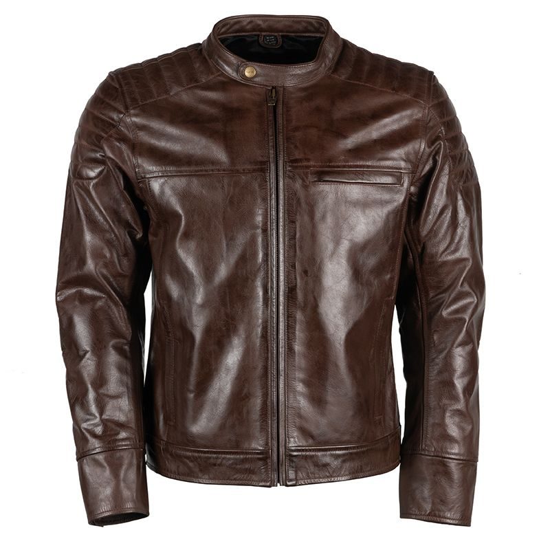 Genuine dark Cognac Men's Leather Biker Jacket