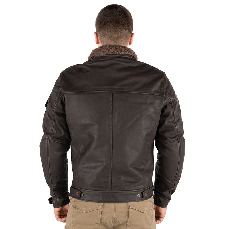 removable fur collar brown biker leather jacket