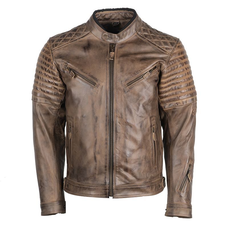brown quilted leather jacket for men