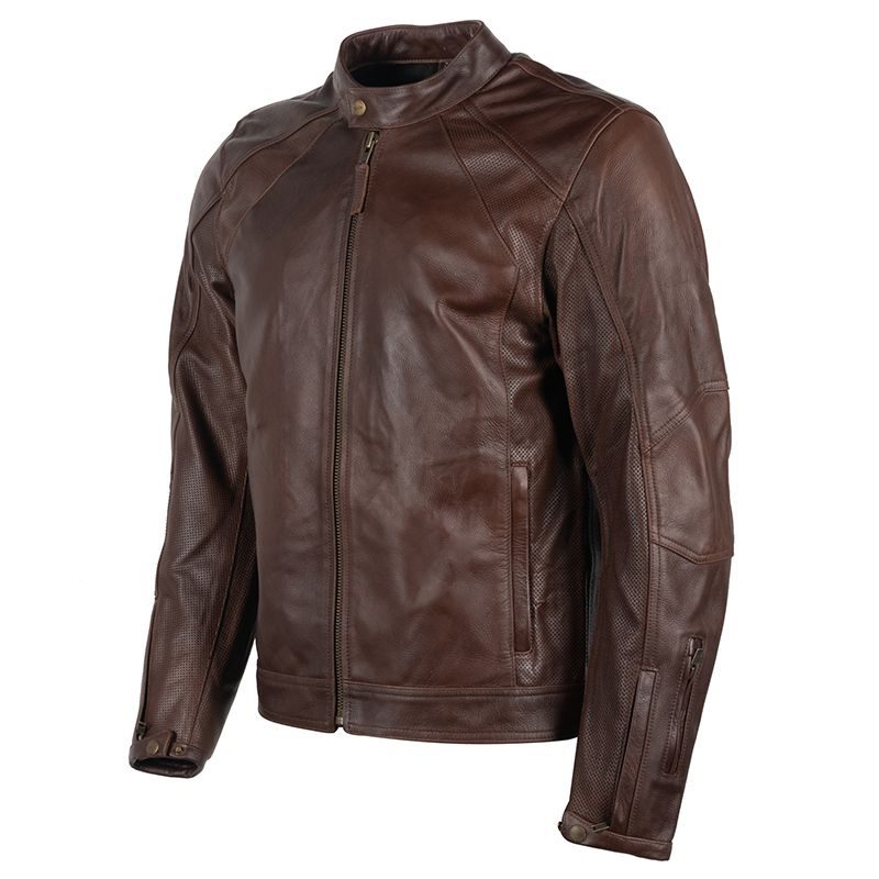 Brown-reddish summer leather jacket for Mens stylish Ride