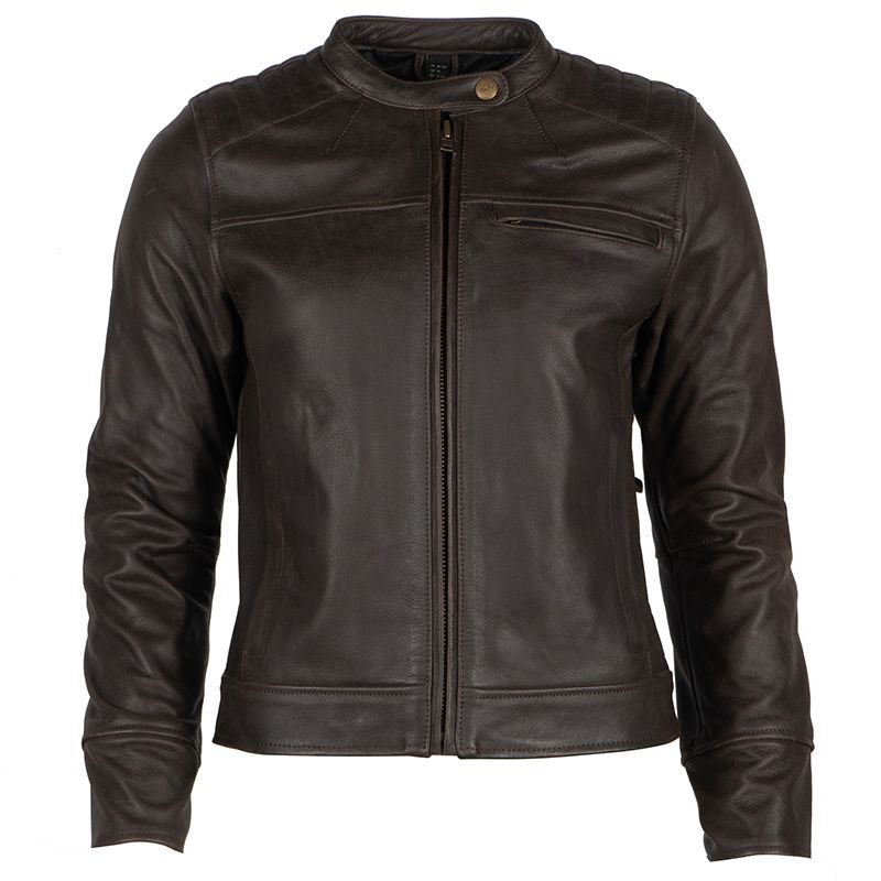 Women's Coffee (Dark-Brown) Leather Biker Jacket