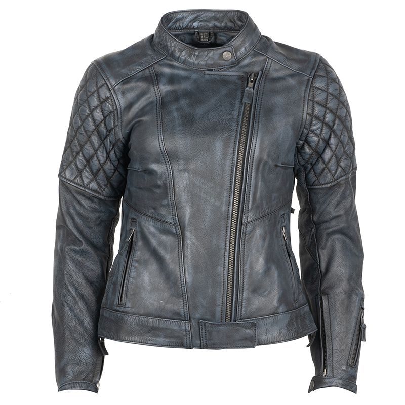 Kim Dickens Dark Grey Quilted Leather Biker Jacket