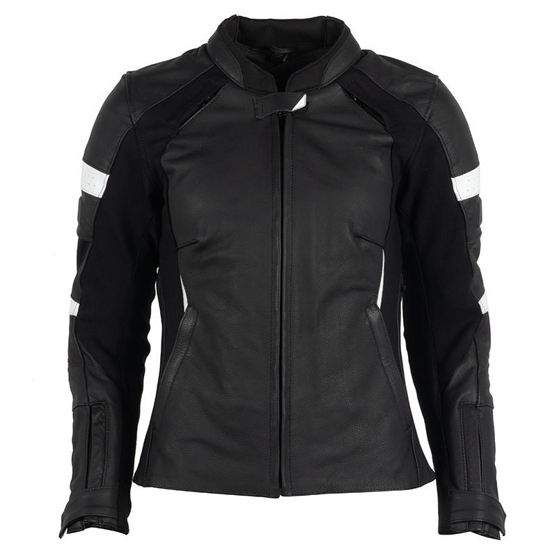 Women Fully Armoured Black And white RST GT Leather Jacket